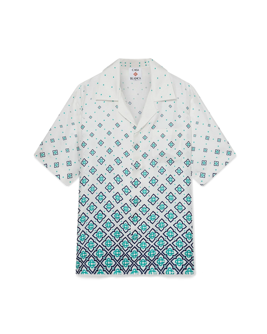 Gradient Monogram Short-Sleeve Silk Shirt