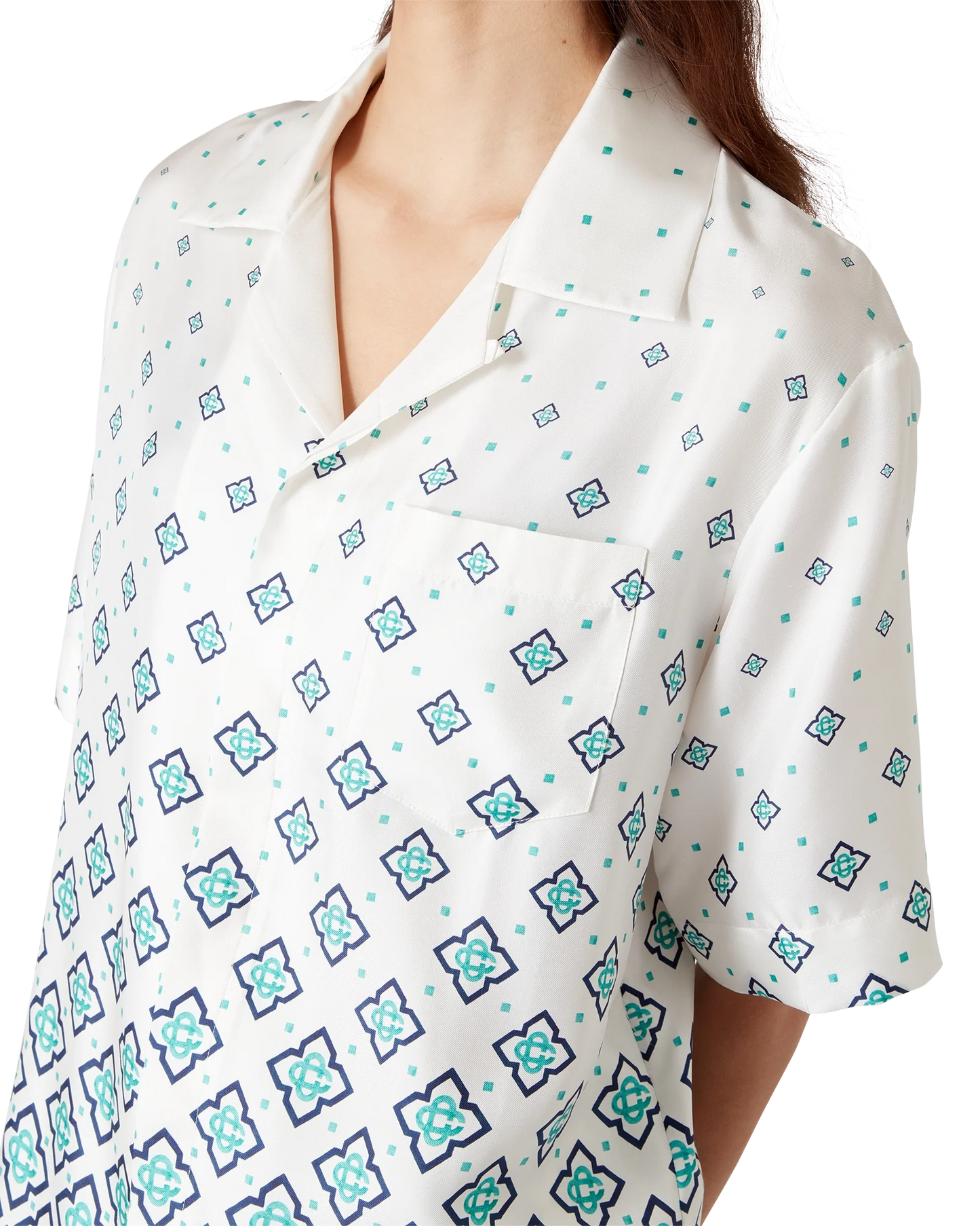 Gradient Monogram Short-Sleeve Silk Shirt