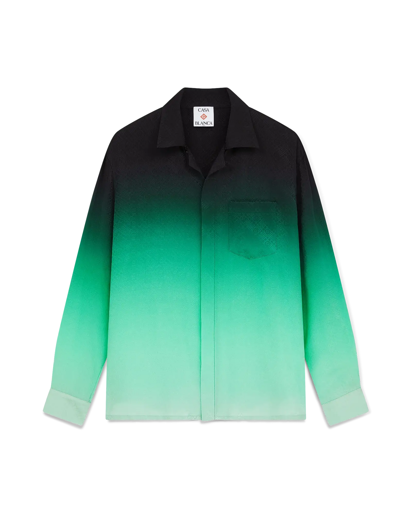 Gradient Ping Pong Jacquard Long Sleeve Silk Shirt