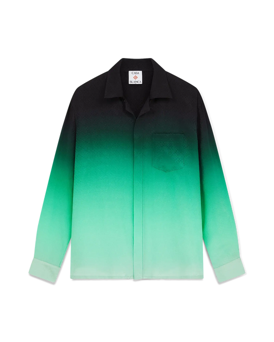 Gradient Ping Pong Jacquard Long Sleeve Silk Shirt