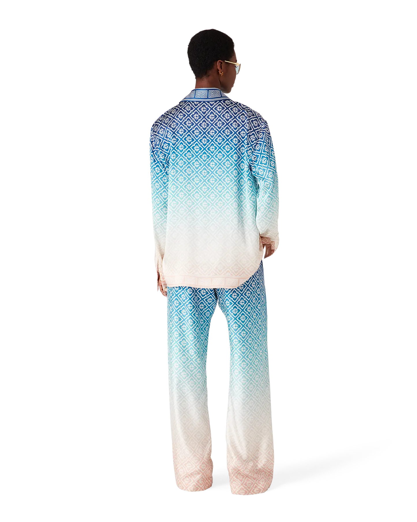 Jacquard Gradient Silk Long Sleeve Shirt