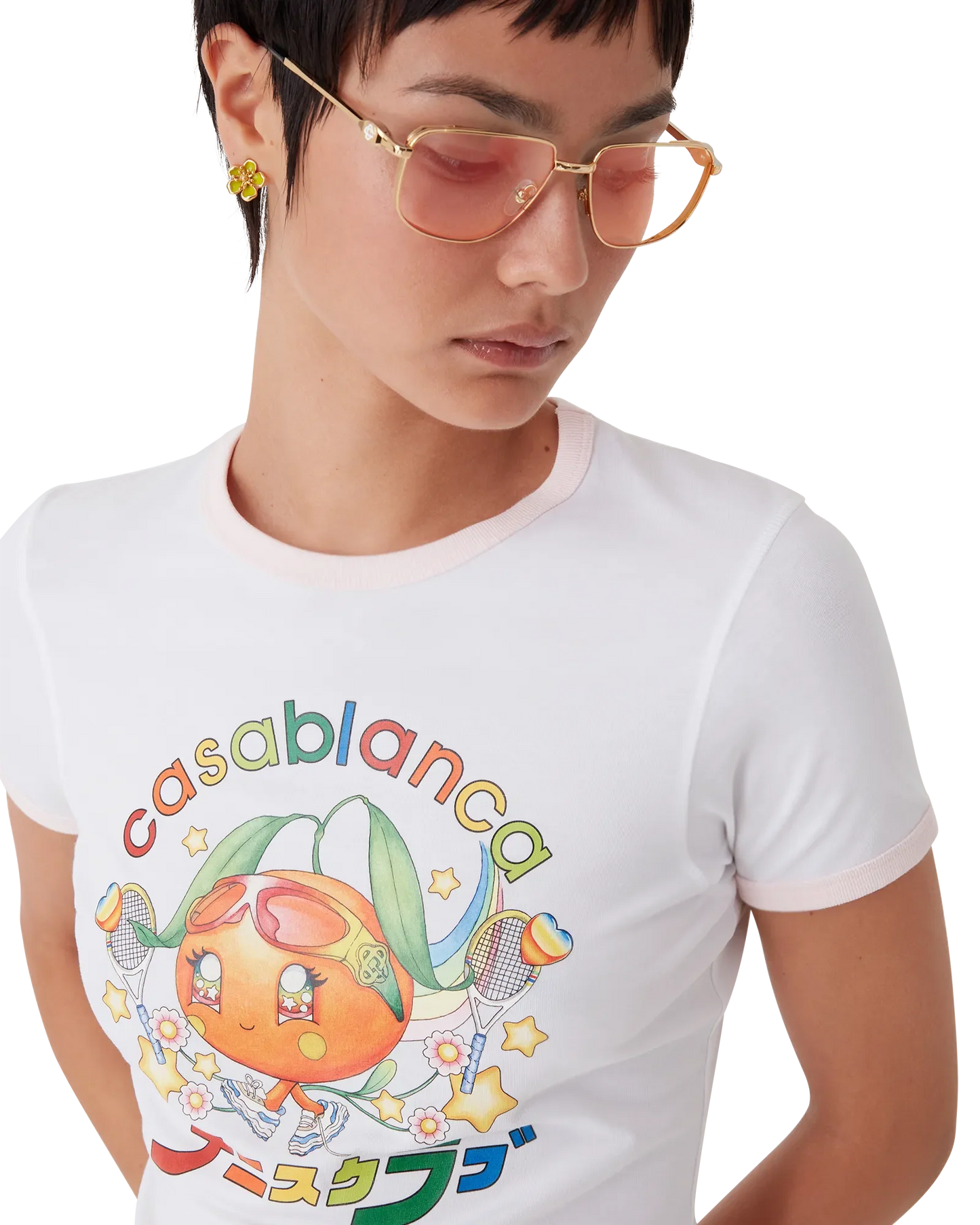 Orange Maskottchen Ringer Kurzarm-T-Shirt