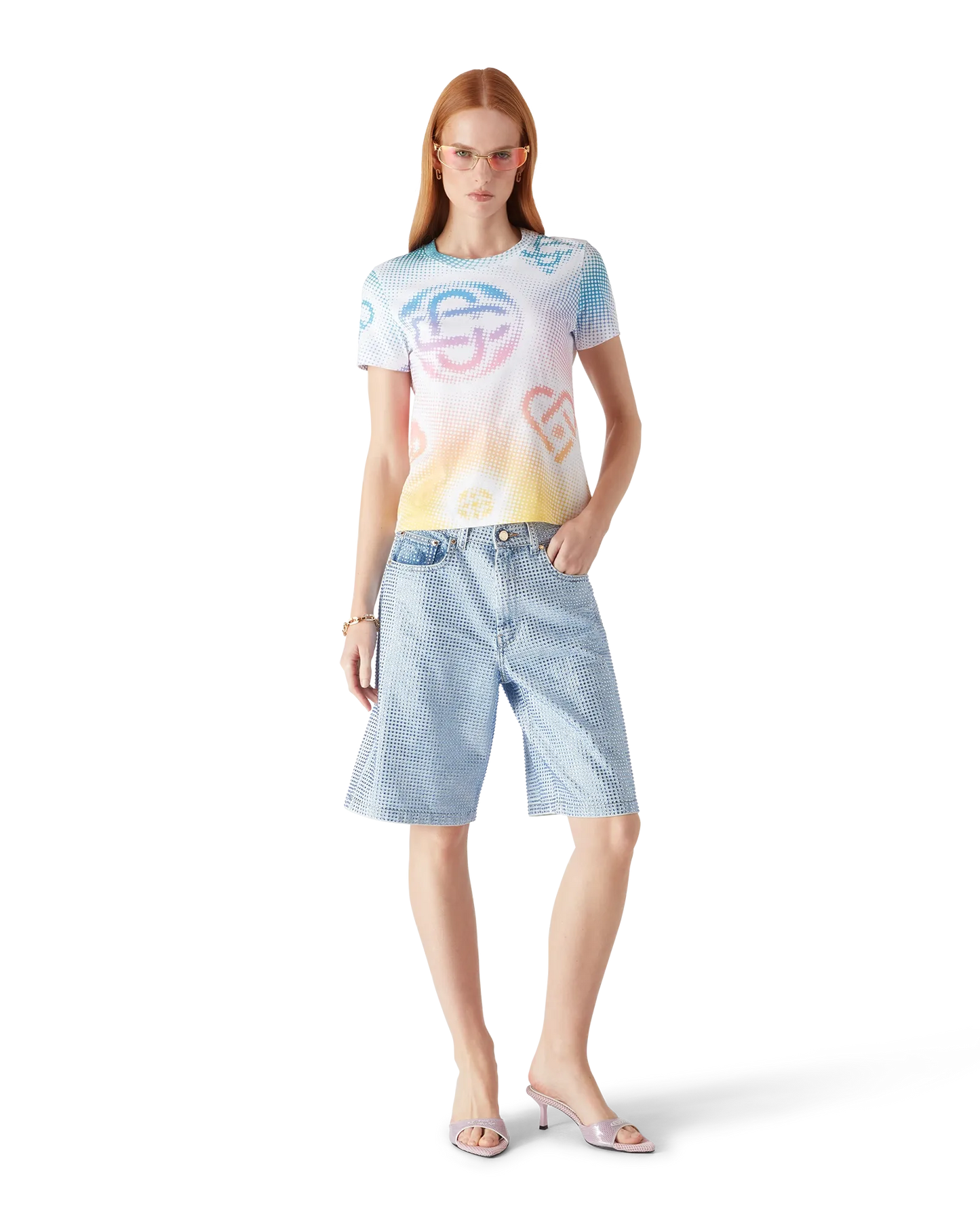 Halftone Logo Fitted Short Sleeve T-Shirt