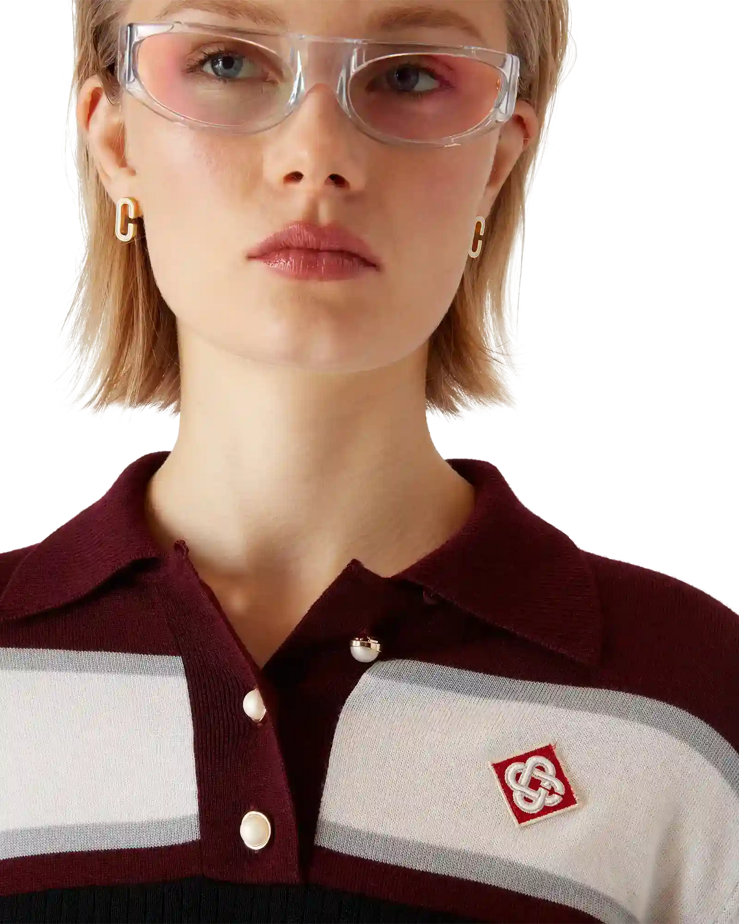 Striped Oversized Long Sleeve Polo Shirt