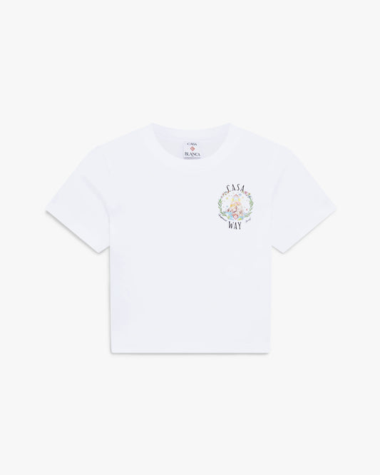 Weißes Baby-Kurzarm-T-Shirt mit „Casa Way“-Aufdruck