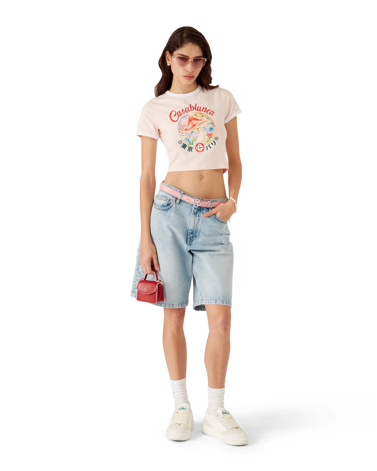 Mushroom Emblem Cropped Short Sleeve T-Shirt