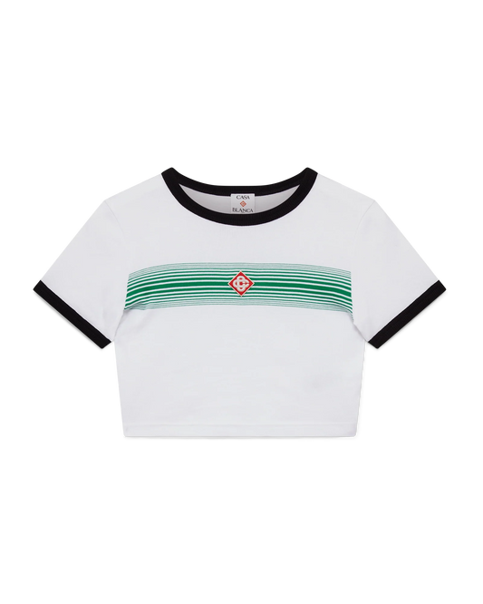 Gestreiftes Ringer-T-Shirt mit Farbverlauf und kurzen Ärmeln