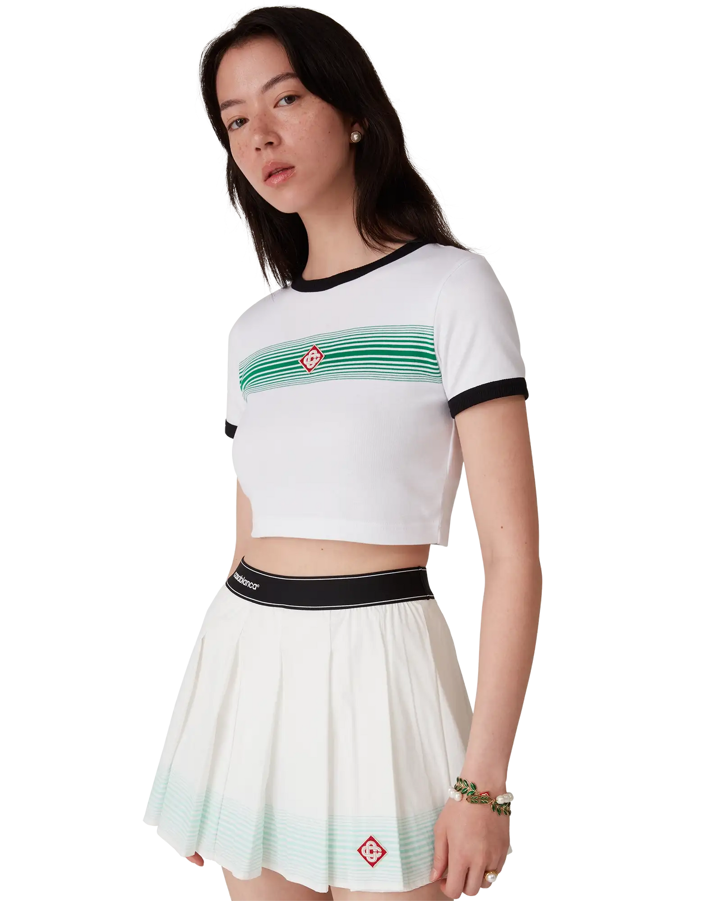 Gradient Stripe Ringer Short Sleeve T-Shirt