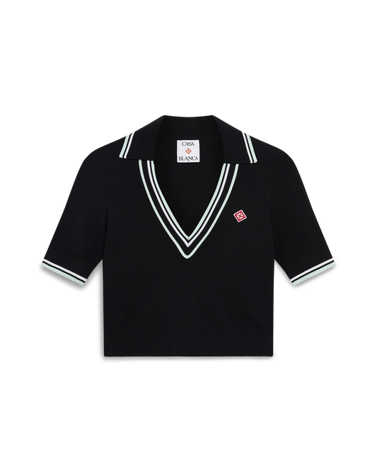 Viscose V-Neck Polo Shirt