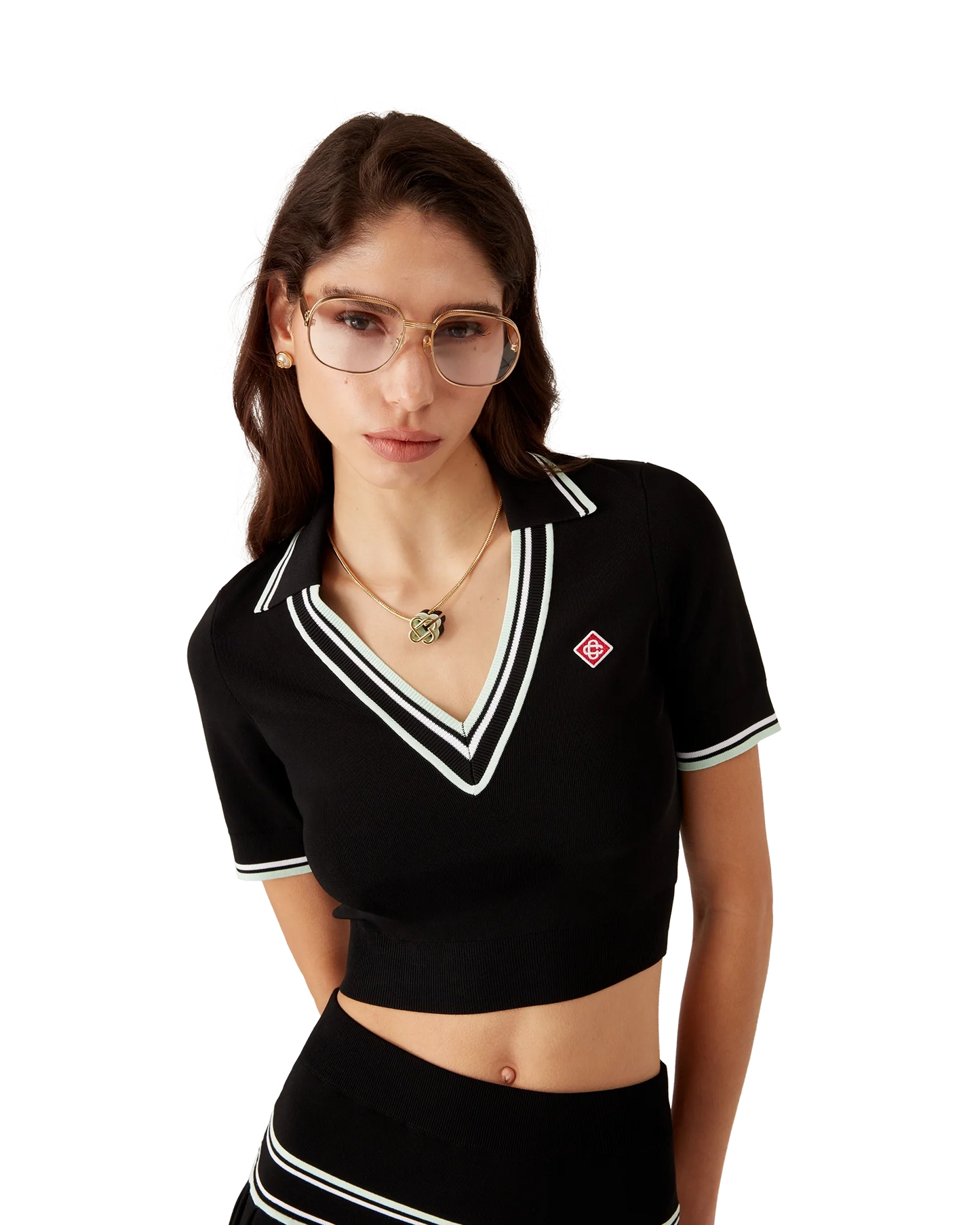 Viscose V-Neck Polo Shirt
