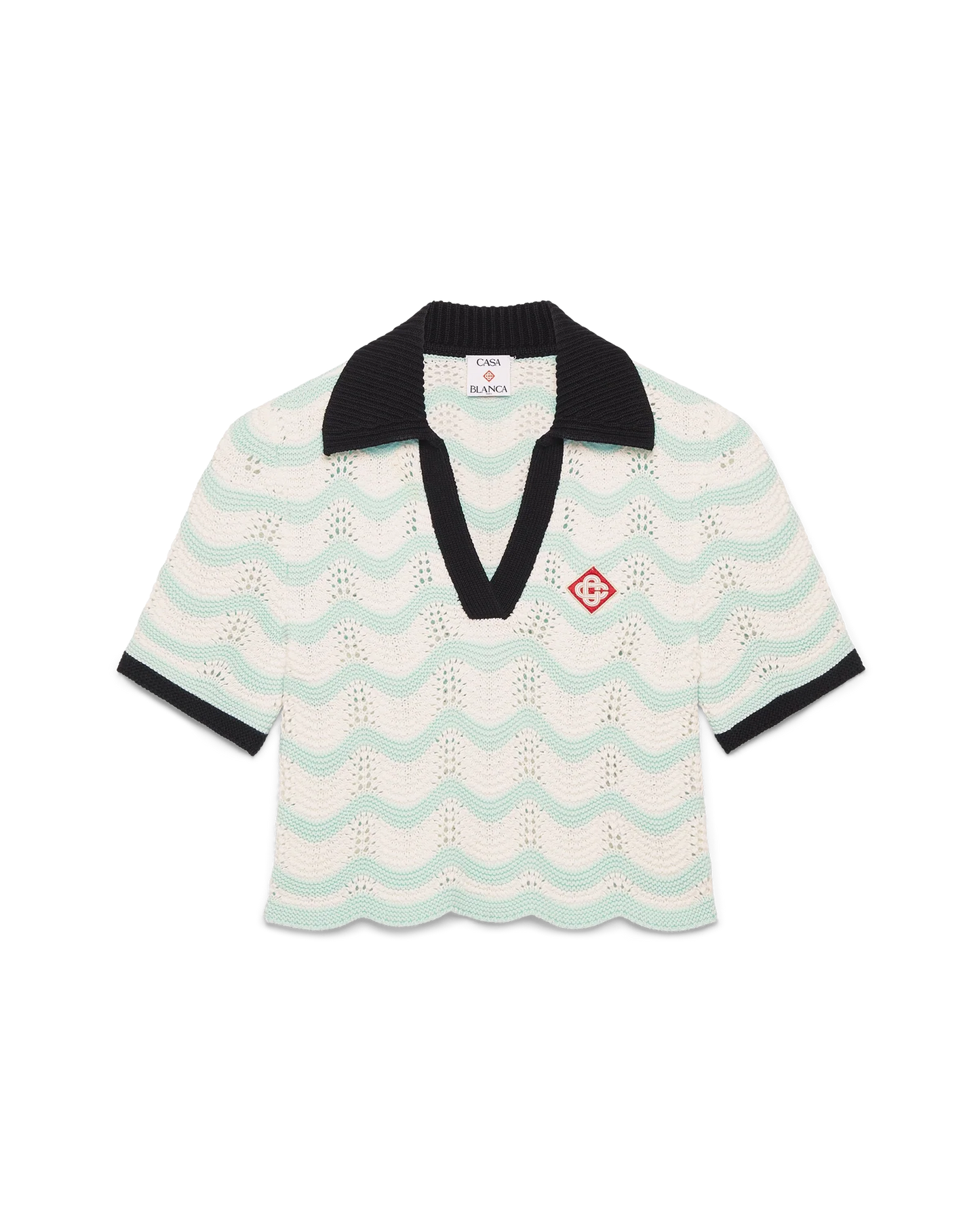 Cotton Wave Crochet Cropped Polo