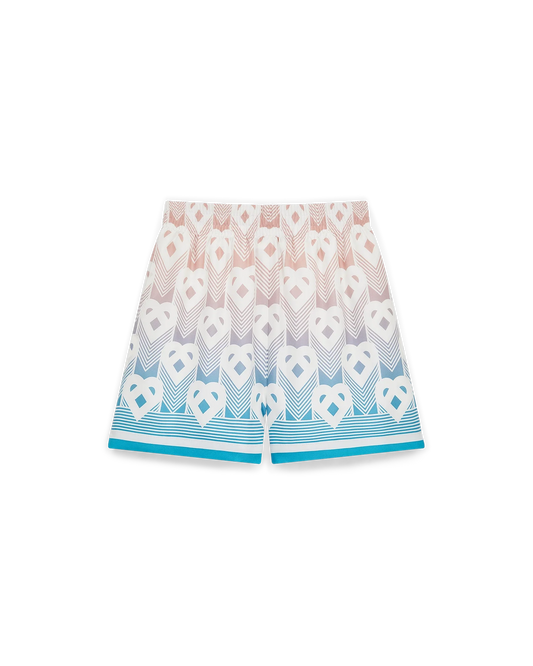 Gradient Heart Monogram Silk Shorts