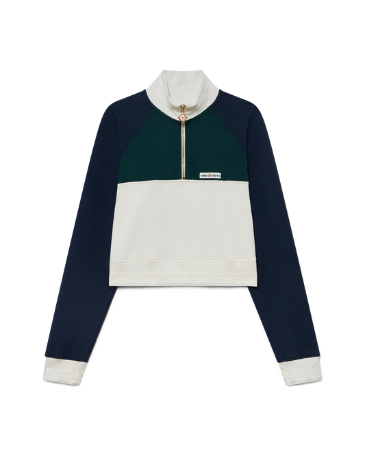 Colourblock Quarter Zip Cropped Sweatshirt