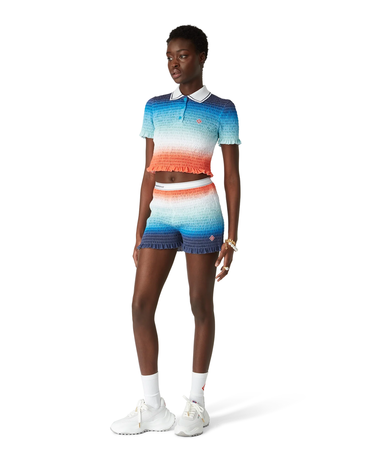 Gradient Shirred Shorts