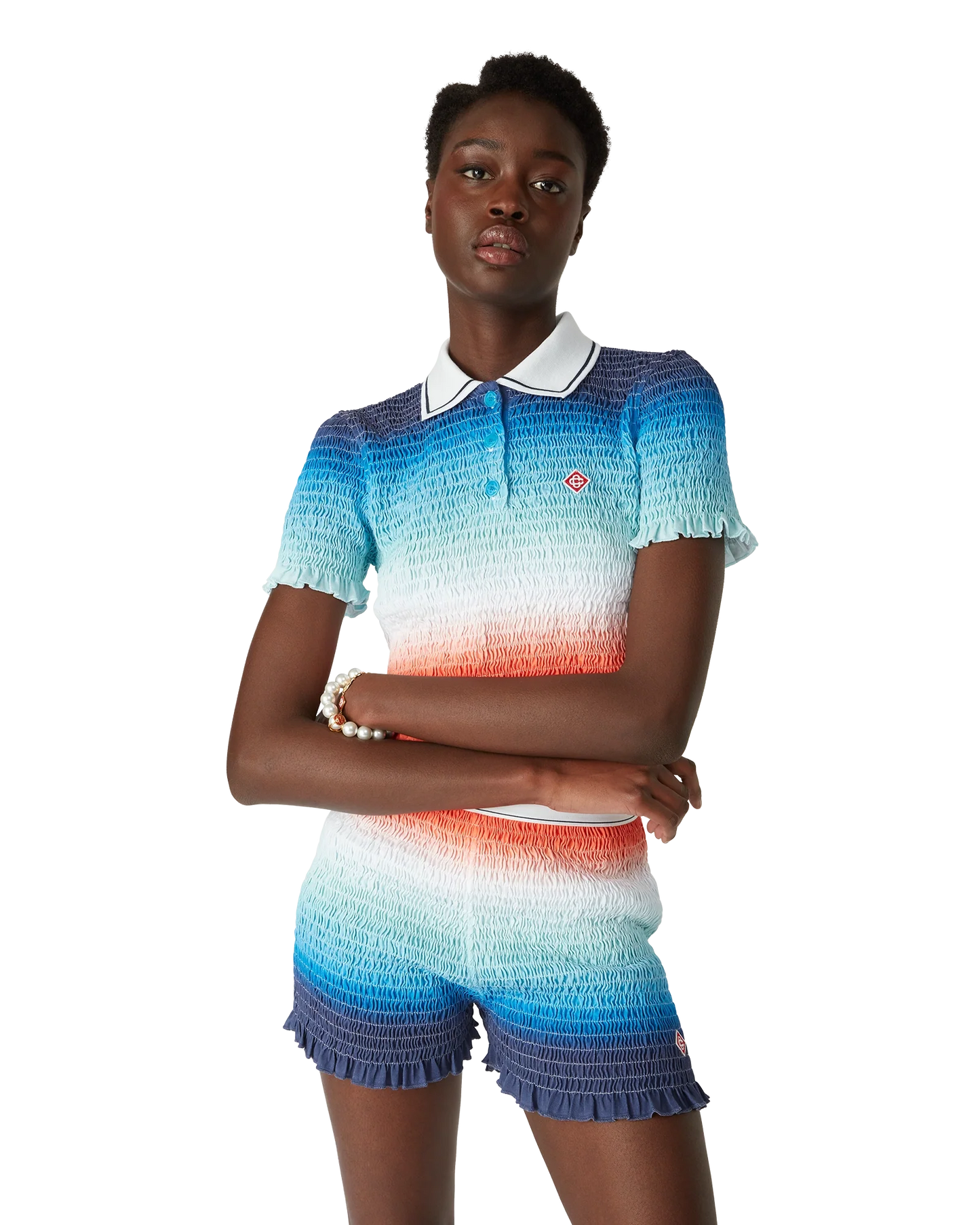Gradient Cropped Polo Shirt