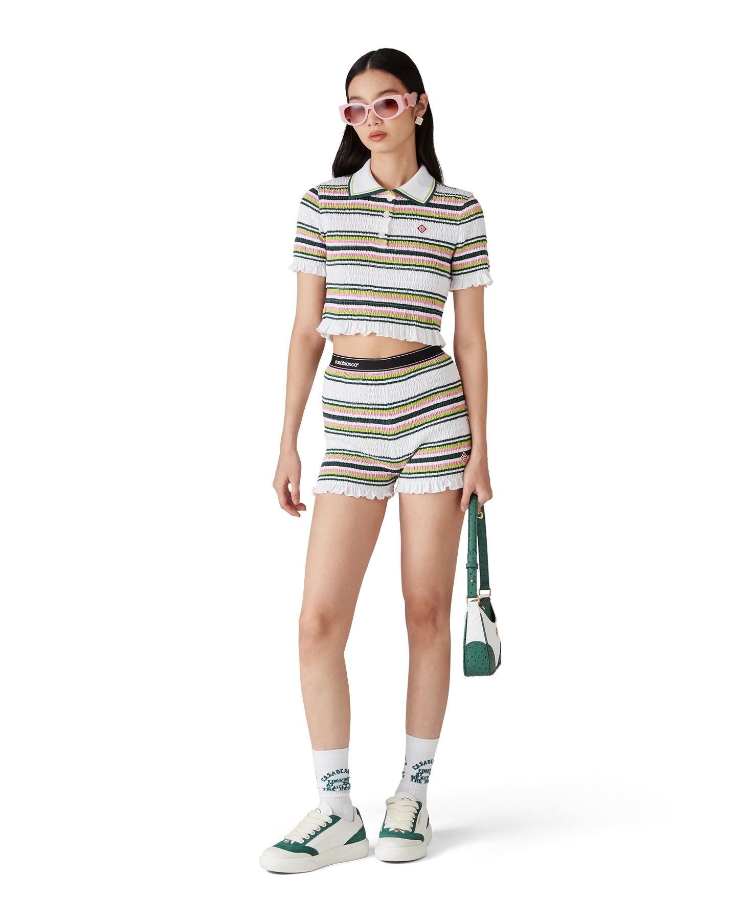 Stripe Cropped Polo Shirt