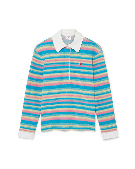 Stripe Towelling Polo Shirt