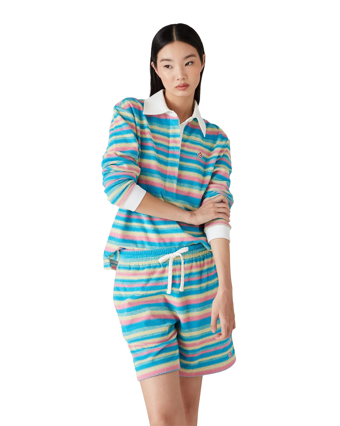Stripe Towelling Polo Shirt