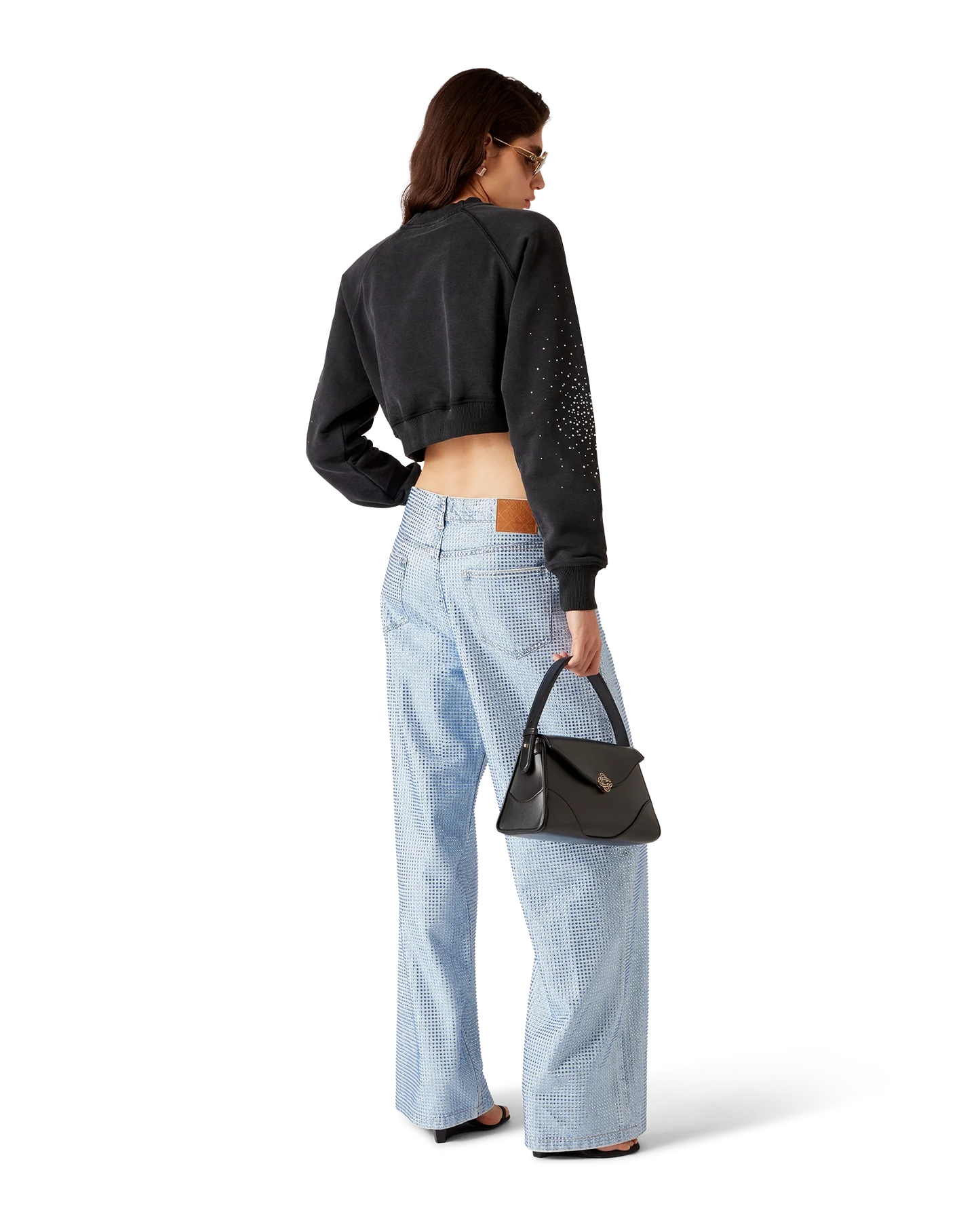 La Pr¨¦monition Crystal Embellished Cropped Sweatshirt