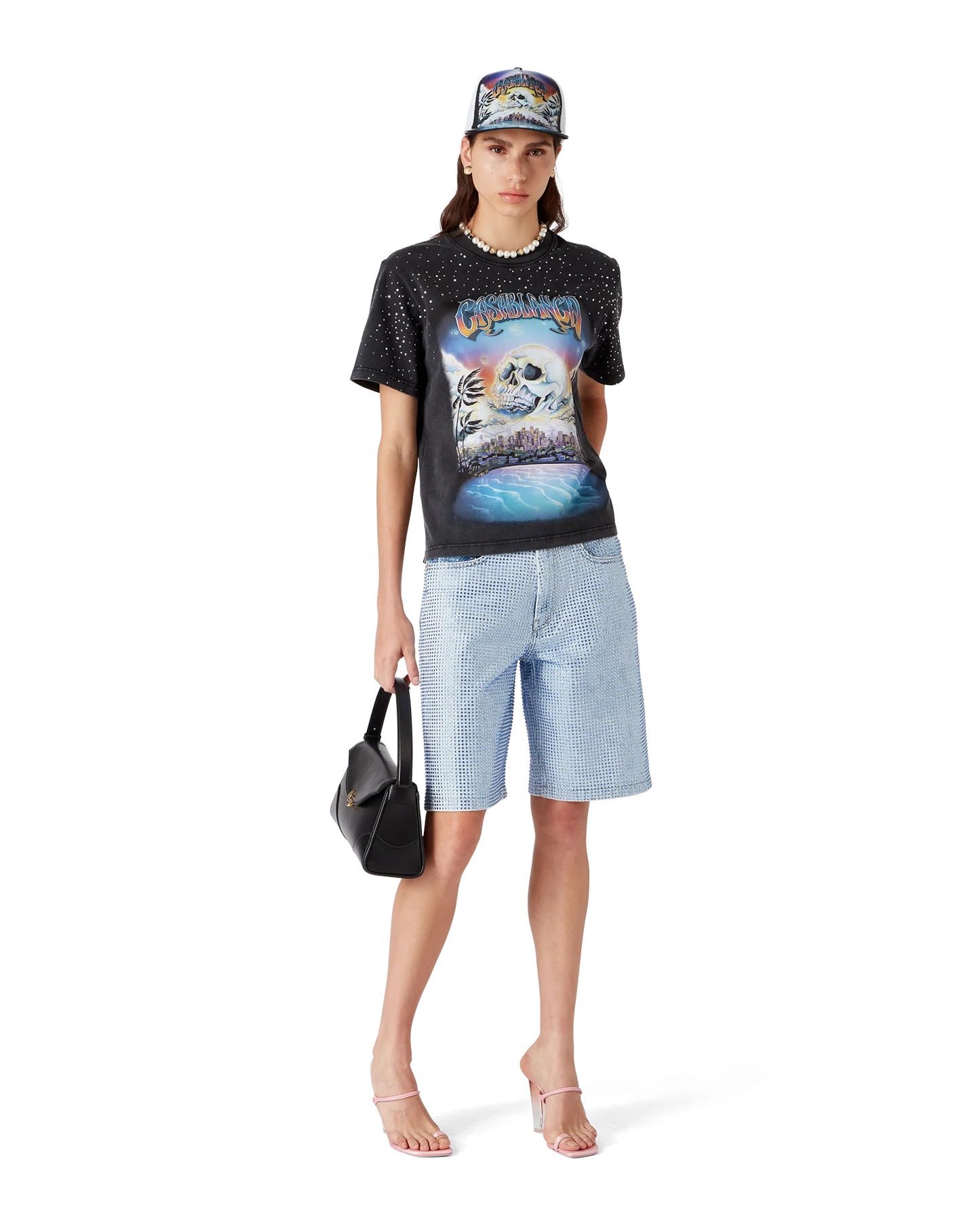 La Prémonition mit Kristallen besetztes Kurzarm-T-Shirt