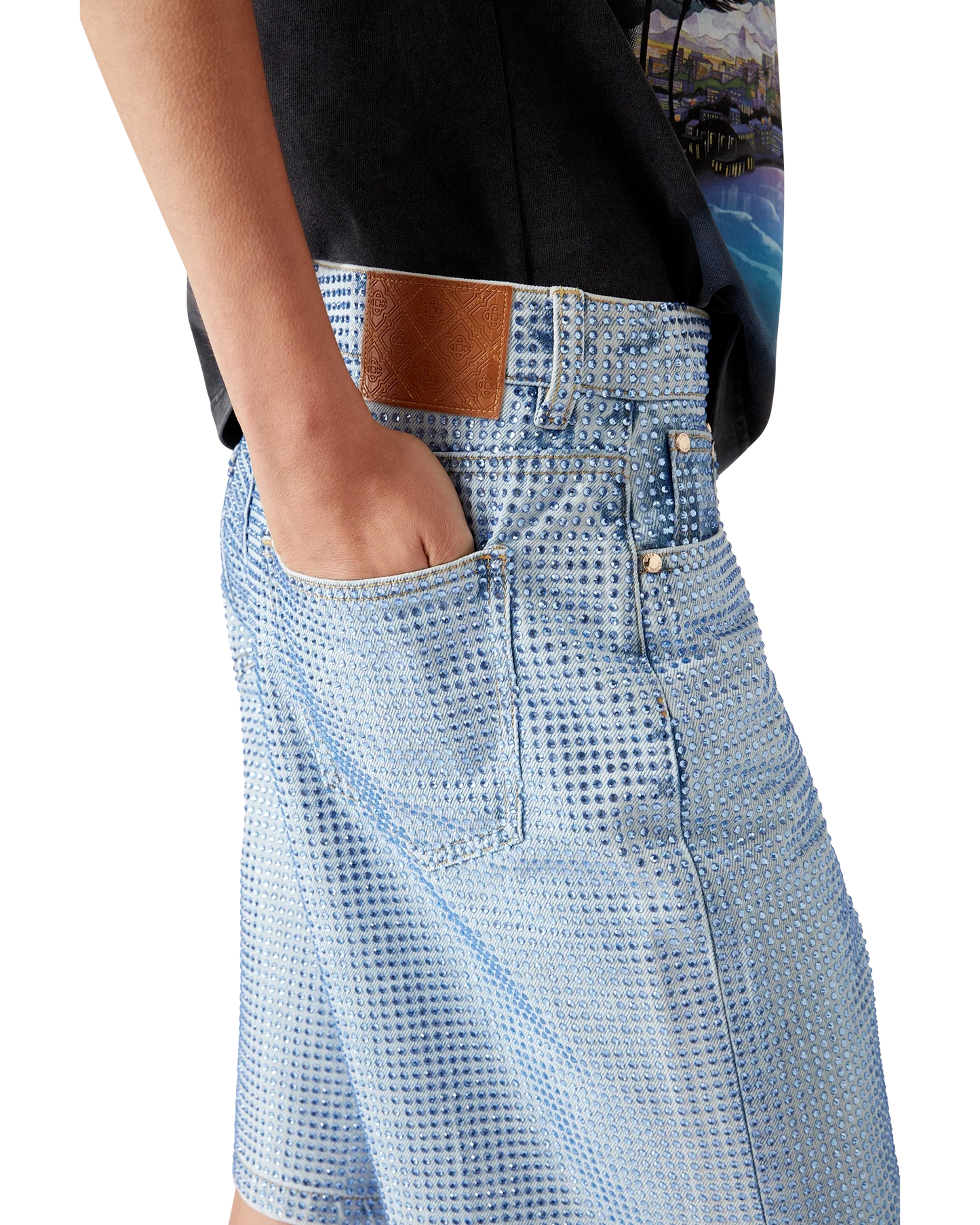 Crystal Embellished Denim Shorts